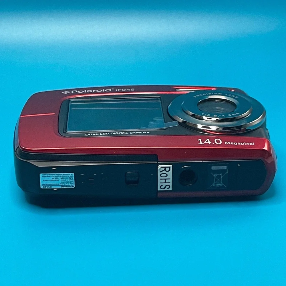 Polaroid iF045 Dual LCD Digital Camera 14MP Waterproof Red Selfie Screen Y2K